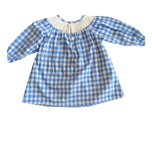 MARIE NICOLE | Smocked Fire Truck Embroidered Blue & White Gingham Dress Size 2T - Picture 5 of 8